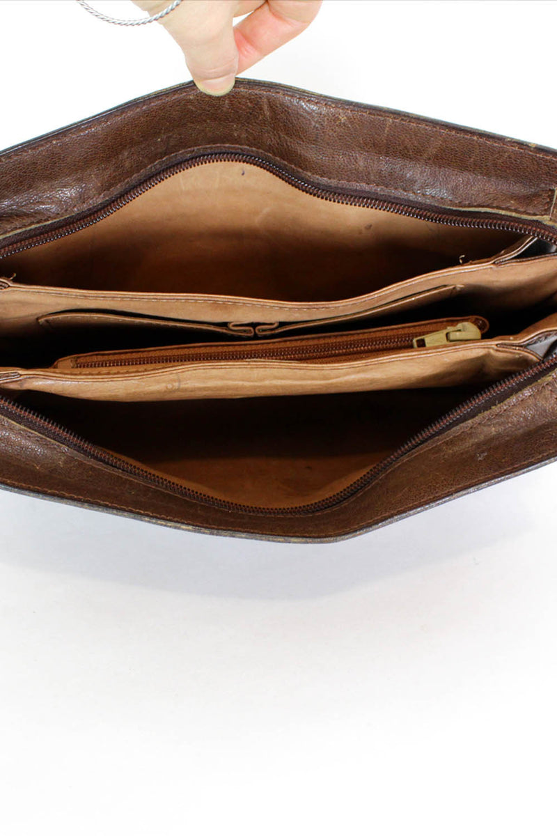 Distressed Leather Accordion Bag