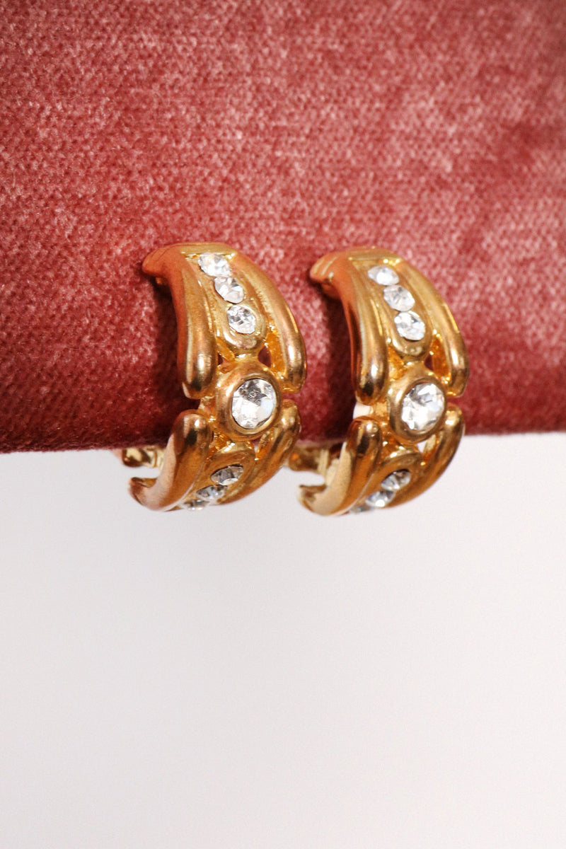 Warm Golden Crystal Hoops