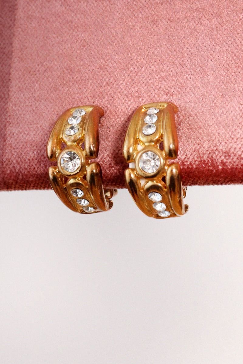 Warm Golden Crystal Hoops