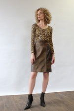Distressed Cocoa Leather Skirt M/L