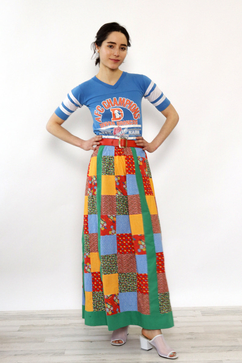 Patchwork Calico Maxi Skirt S-L