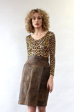 Distressed Cocoa Leather Skirt M/L