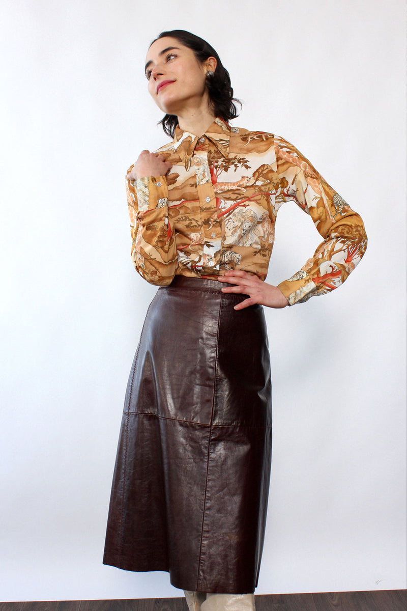 Brick Leather Skirt XS