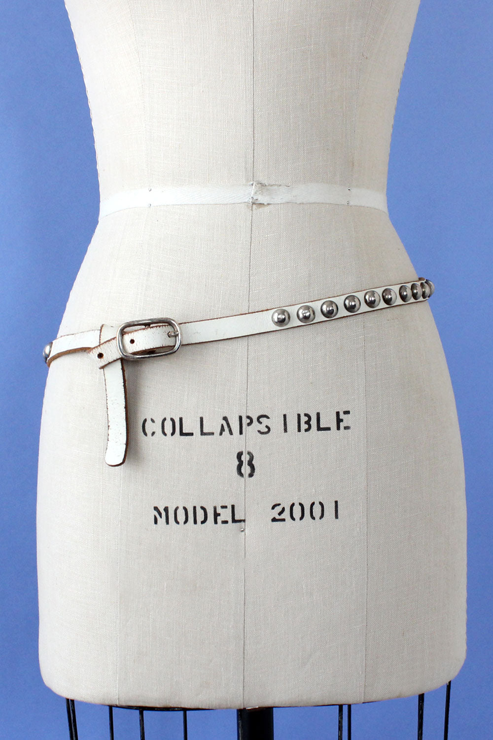Studded White Leather Belt