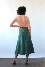 Olive Suede Midi Skirt M