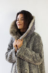 Silver Persian Lamb Mink Collar Coat M