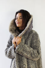 Silver Persian Lamb Mink Collar Coat M