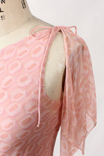 Candy Pink Silk Chiffon One Shoulder Dress S/M