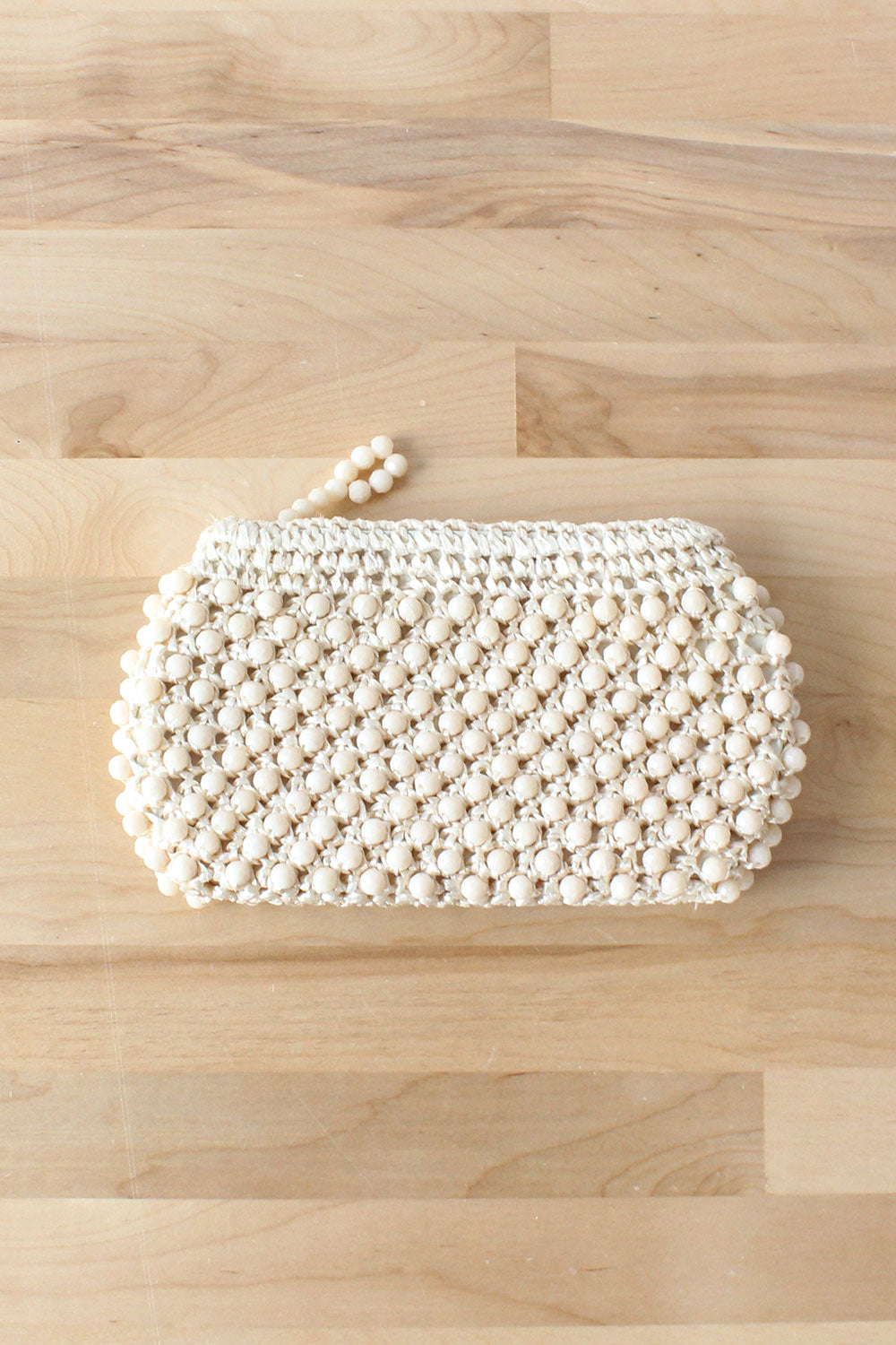 Vanilla Beaded Clutch