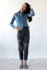 Laura Denim Fitted Top XS/S