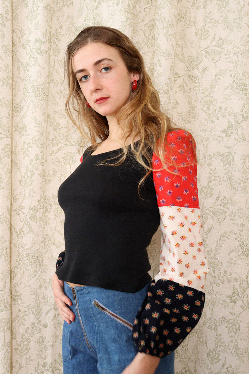 Patch Puff Sleeve Top S