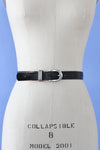 Triple Ring Black Leather Belt