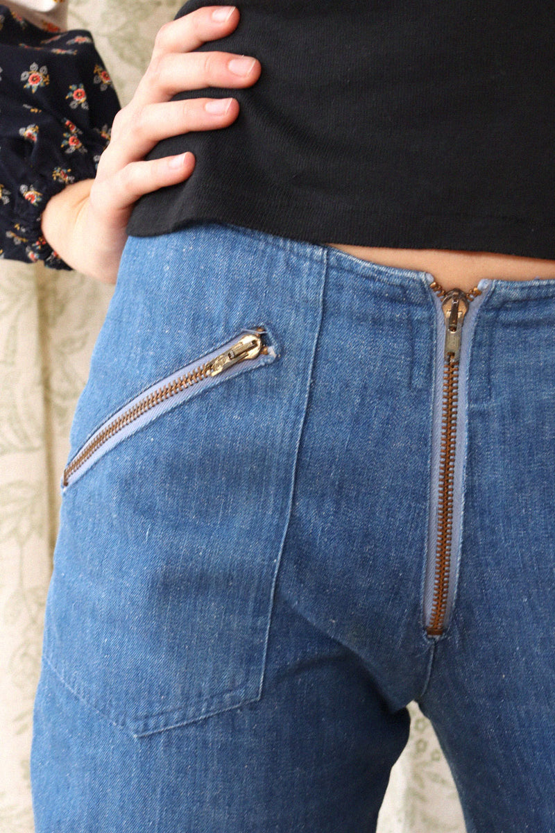 Brass Zip Flare Jeans XS/S
