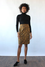 Leopard Burnout Suede Skirt S/M