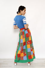 Patchwork Calico Maxi Skirt S-L