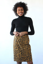Leopard Burnout Suede Skirt S/M