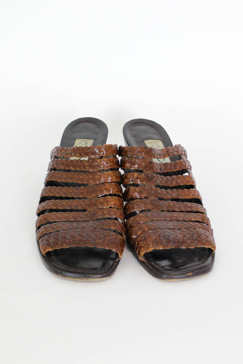 Braided Leather Heeled Sandals 9