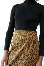 Leopard Burnout Suede Skirt S/M