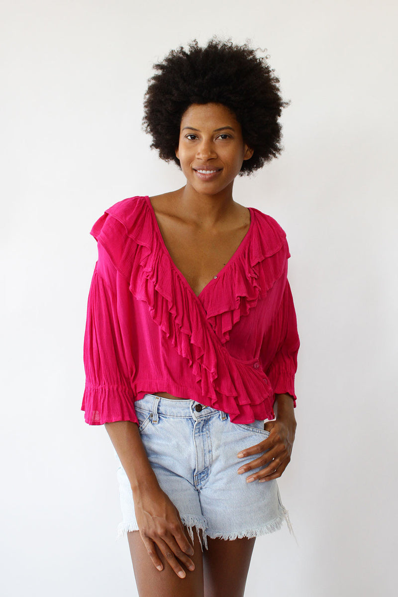 ruffle wrap blouse