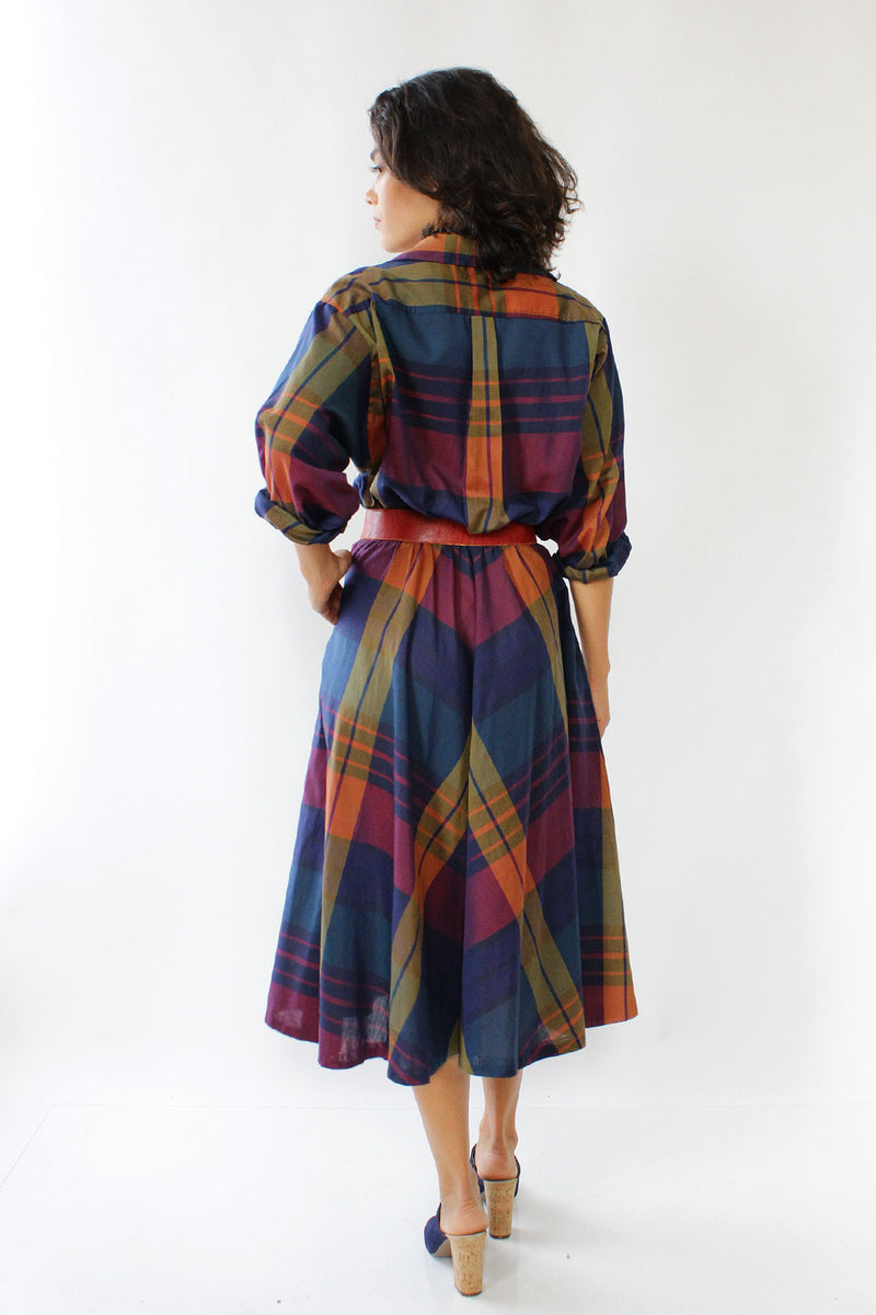 Jeweltone Plaid Shirtdress M
