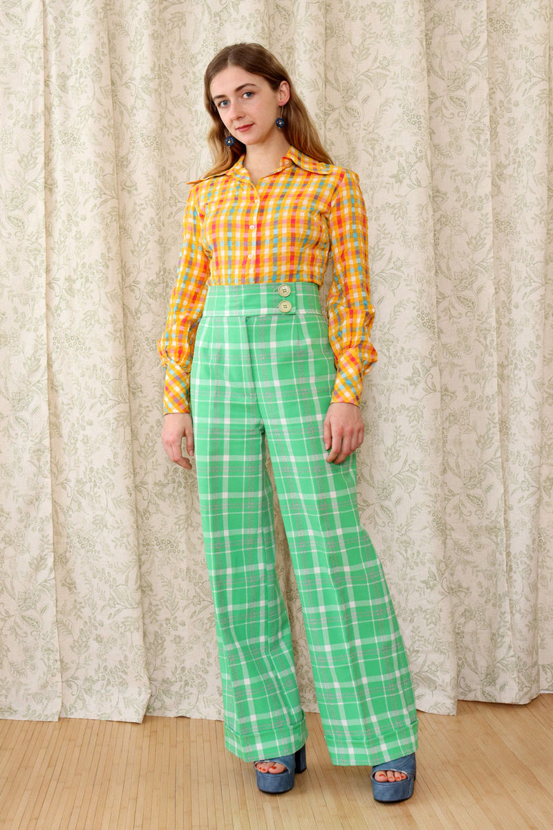 Clover Green Plaid Bells L