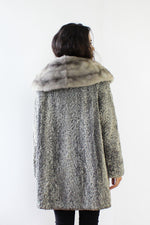 Silver Persian Lamb Mink Collar Coat M