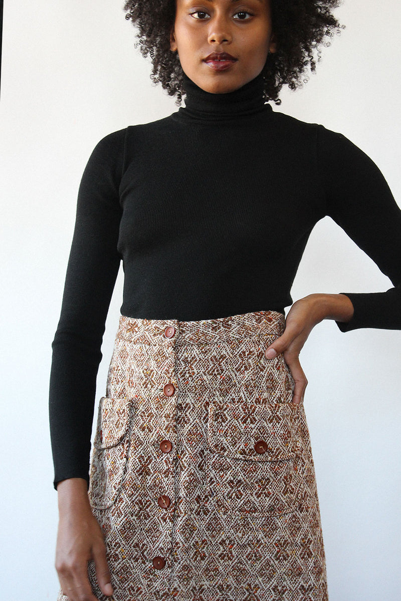 Chunky Tweed Pocket Skirt M