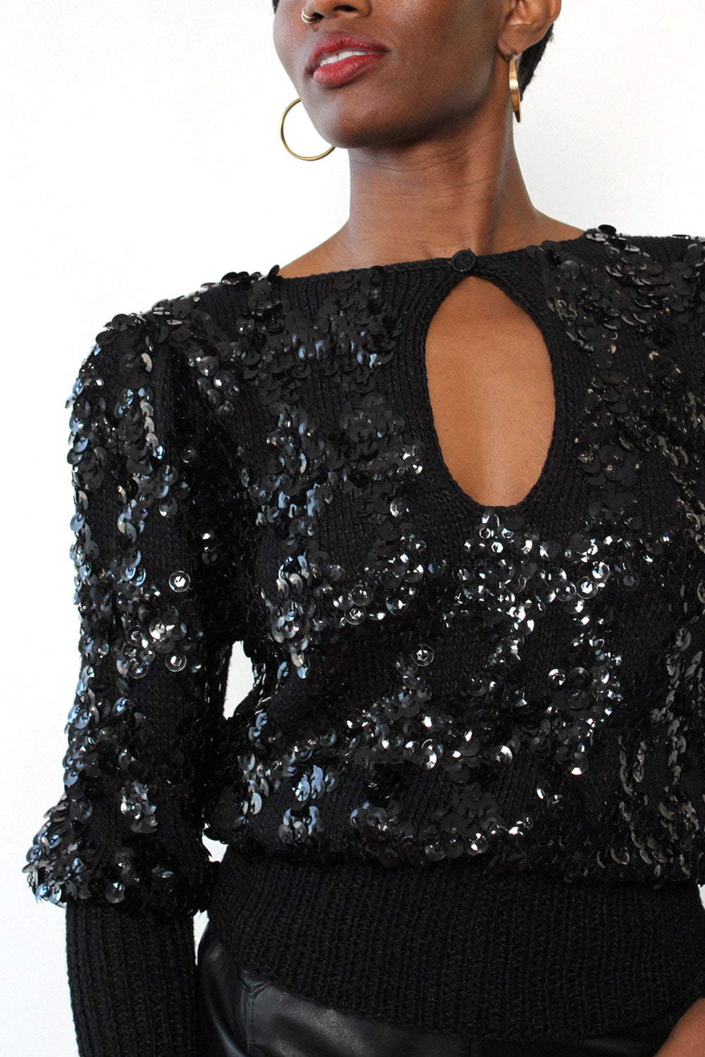 Nannell Sequin Drama Sweater M