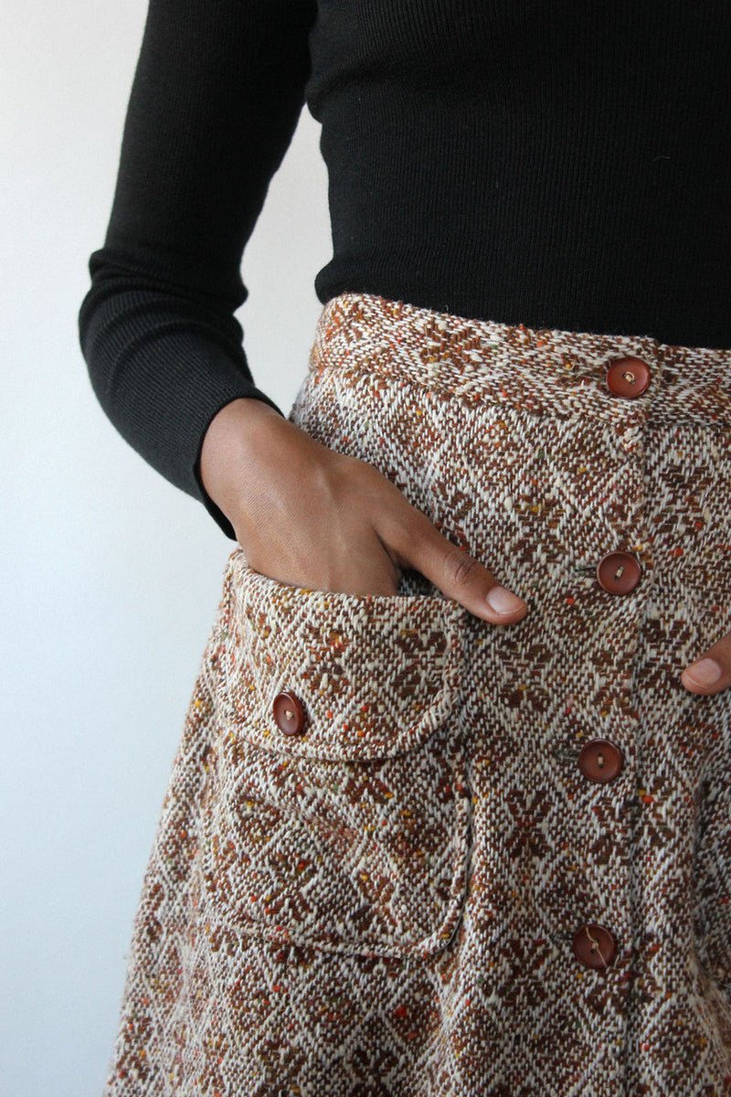 Chunky Tweed Pocket Skirt M