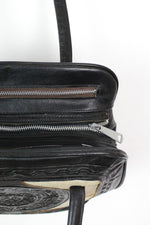 Tooled Leather Fur Patch Calendar Bag