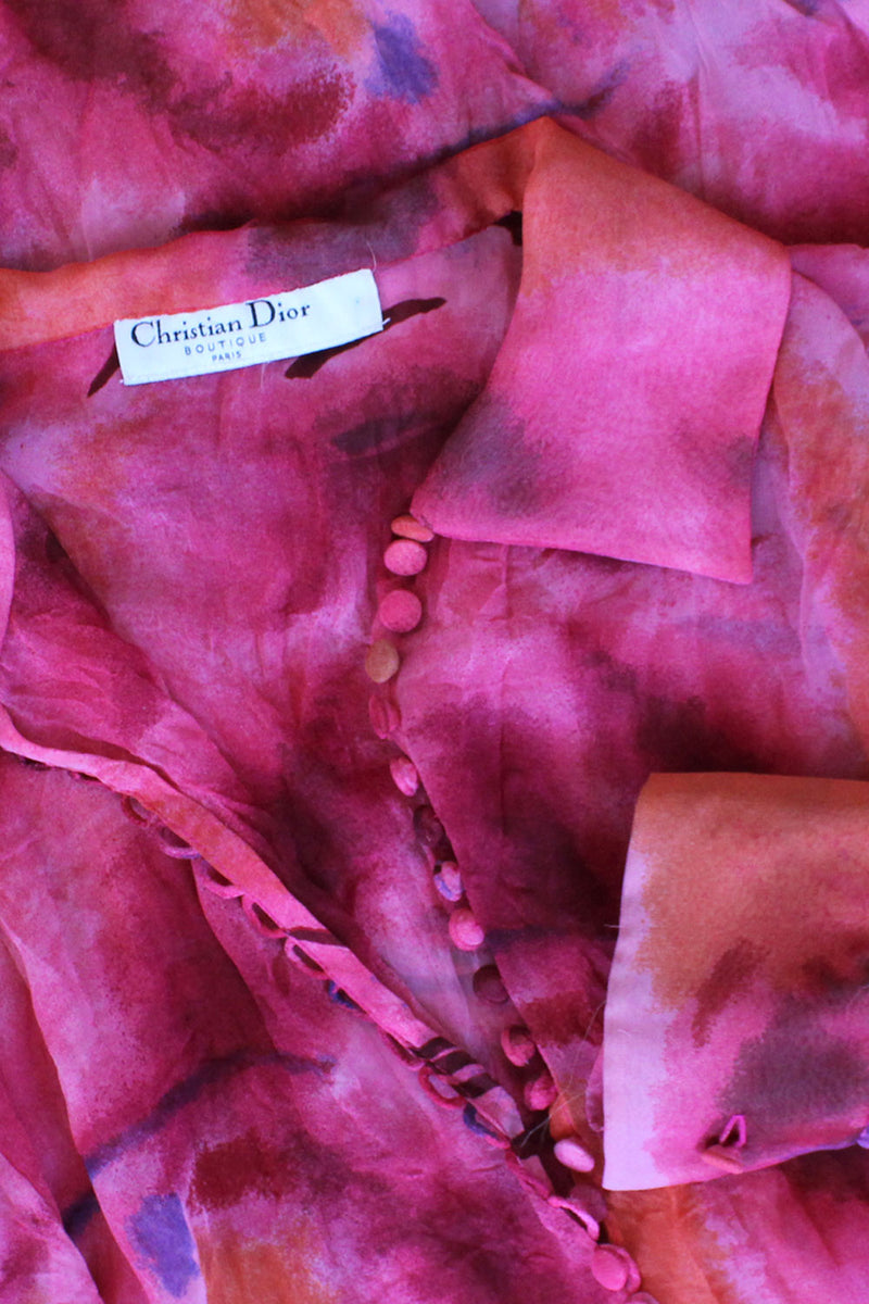 Christian Dior Sunset Sheer Silk Blouse M/L