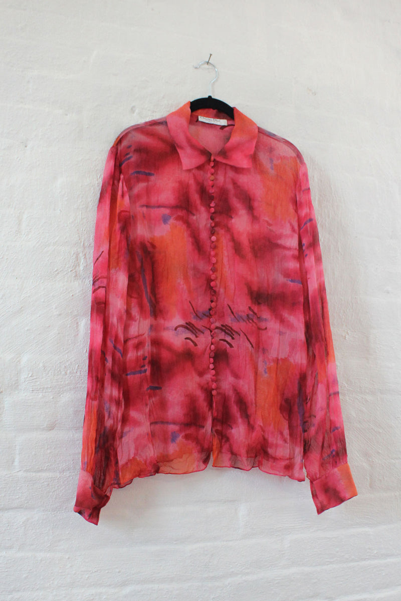 Christian Dior Sunset Sheer Silk Blouse M/L