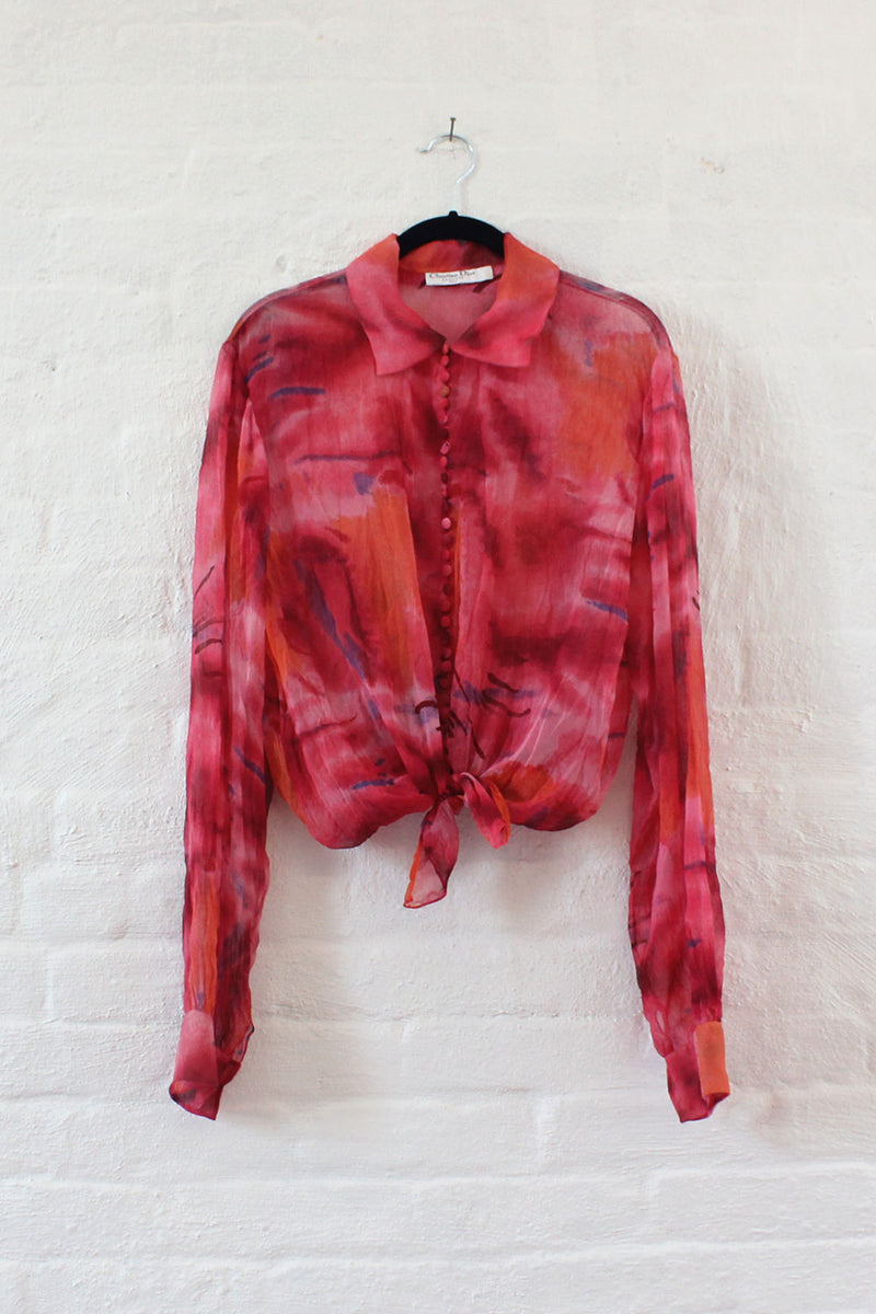 Christian Dior Sunset Sheer Silk Blouse M/L