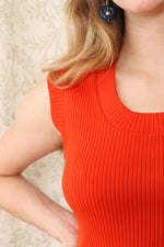 Tomato Red Ribbed Tank L