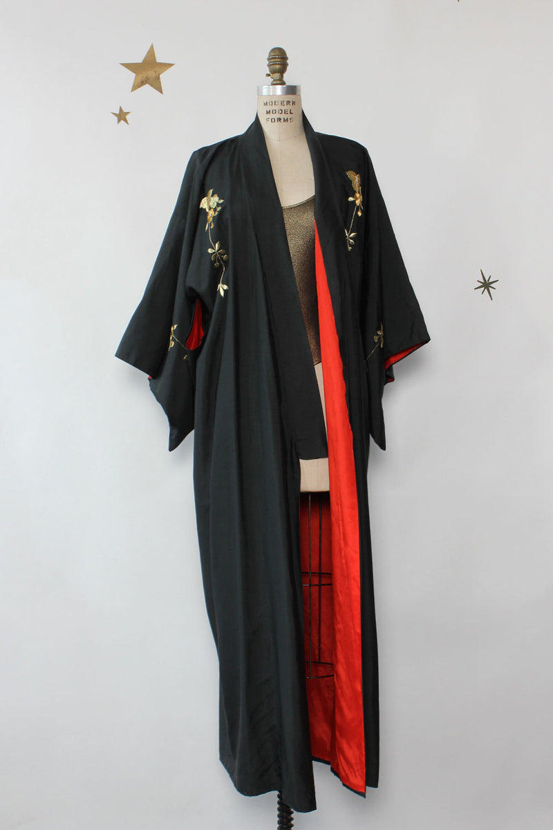 Golden Embroidered Silk Kimono