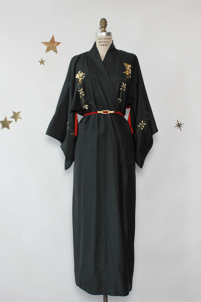 Golden Embroidered Silk Kimono