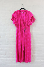 Hot Pink Silk Flutter Dress S/M