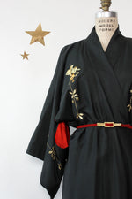 Golden Embroidered Silk Kimono