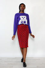 Geometric Motif Knit Skirt XS-M