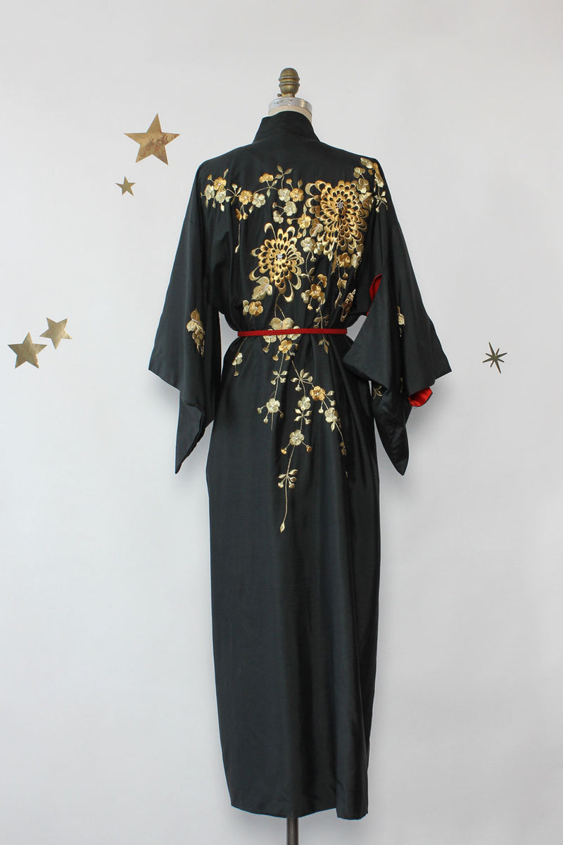 Golden Embroidered Silk Kimono