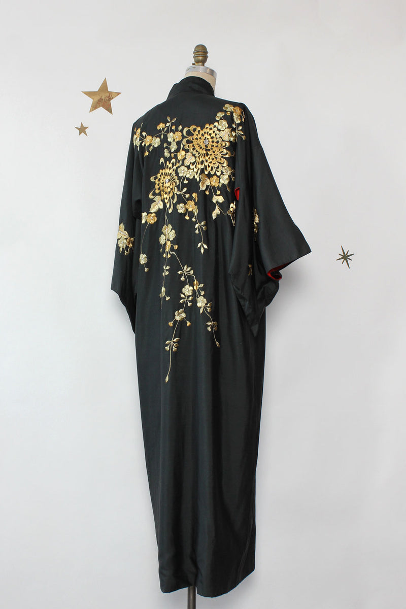 Golden Embroidered Silk Kimono