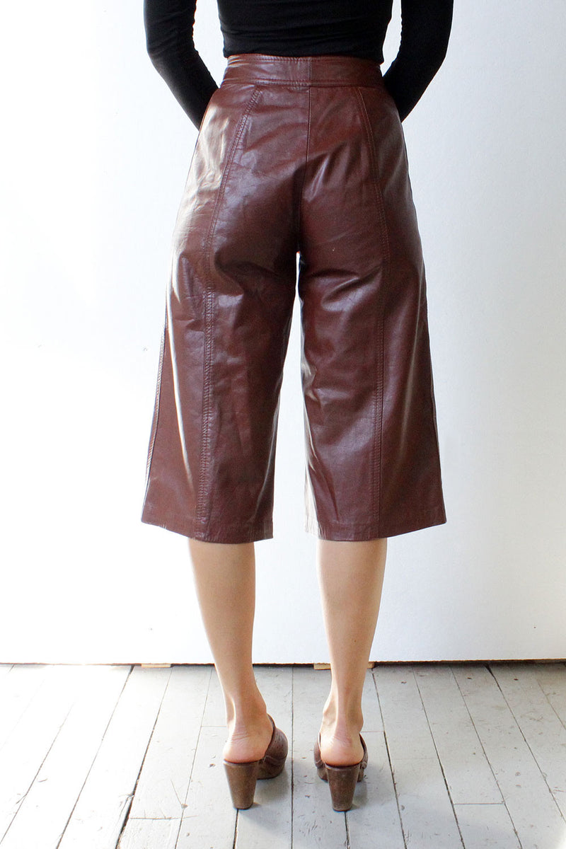 Burgundy Leather Culottes XS – OMNIA