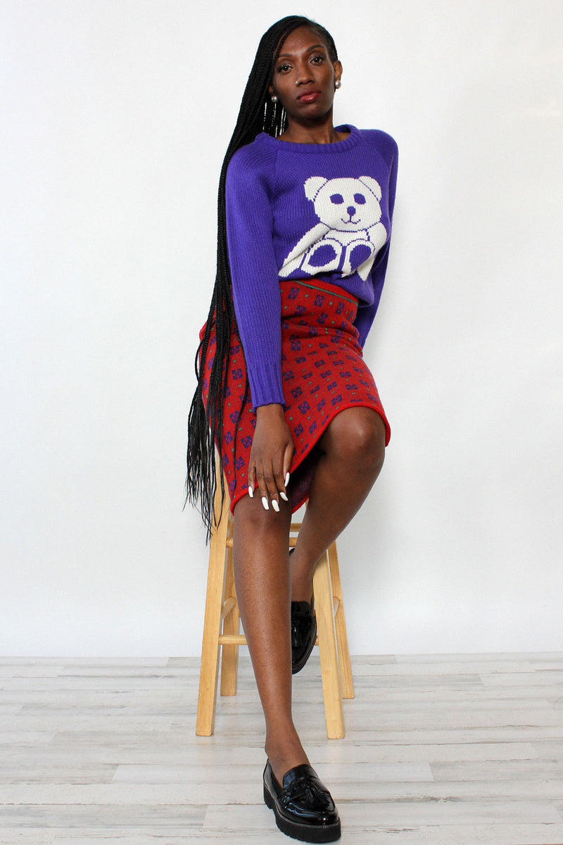 Geometric Motif Knit Skirt XS-M