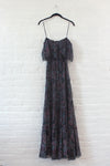Magnin Pleated Watercolor Maxi Dress S/M