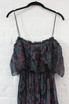 Magnin Pleated Watercolor Maxi Dress S/M