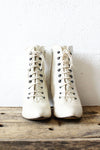 Cream Leather Granny Boots 9