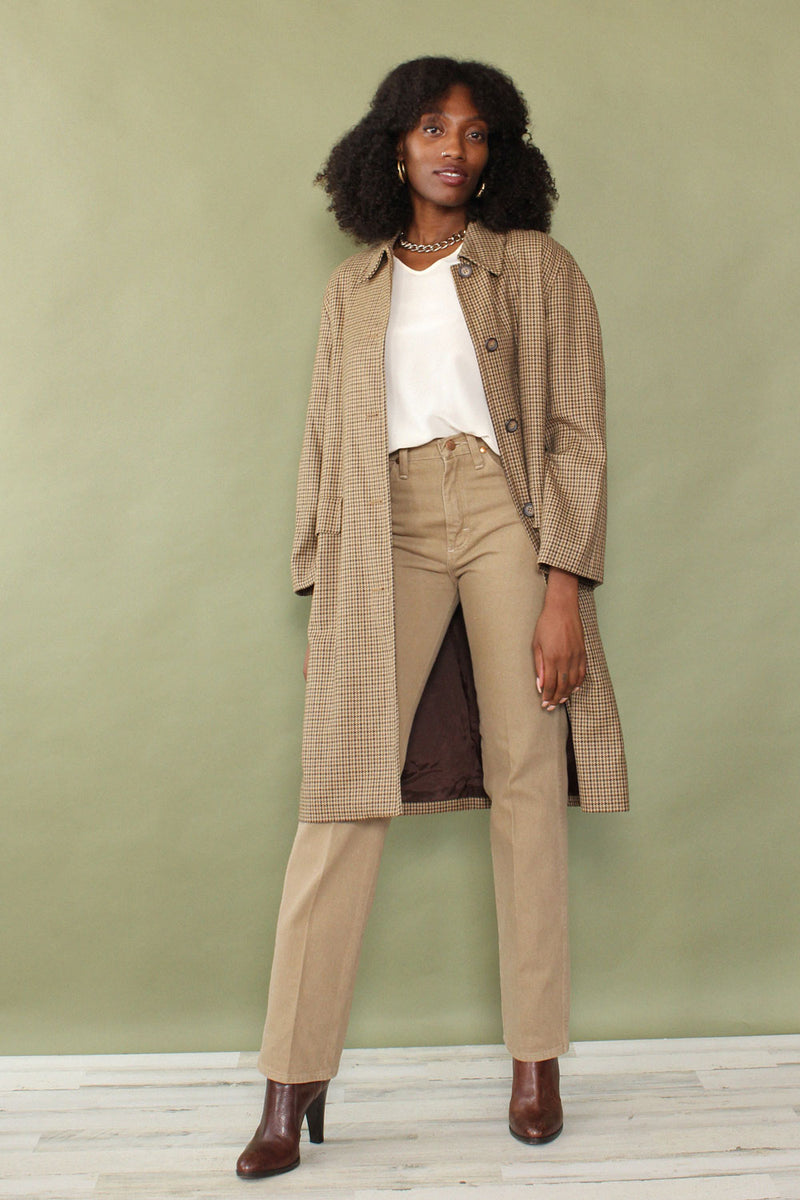 Tonal Wool Houndstooth Overcoat S/M