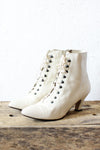 Cream Leather Granny Boots 9