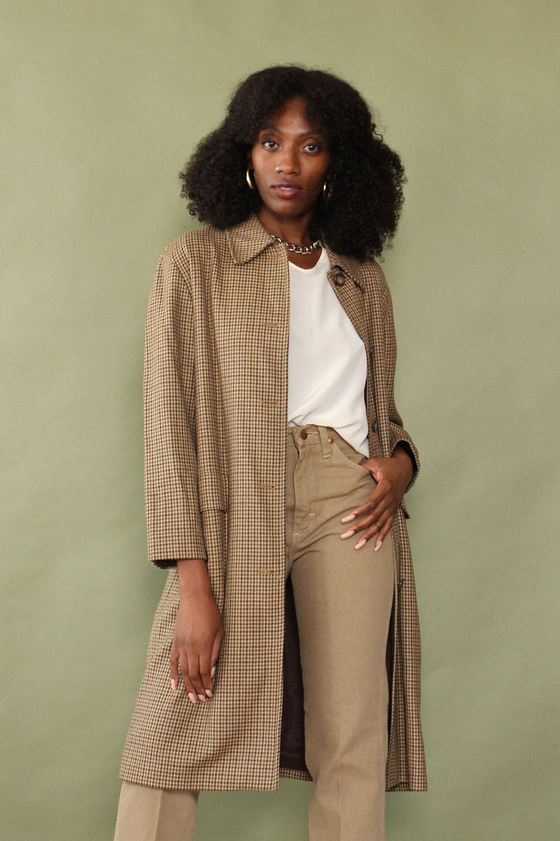 Tonal Wool Houndstooth Overcoat S/M