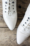 Cream Leather Granny Boots 9